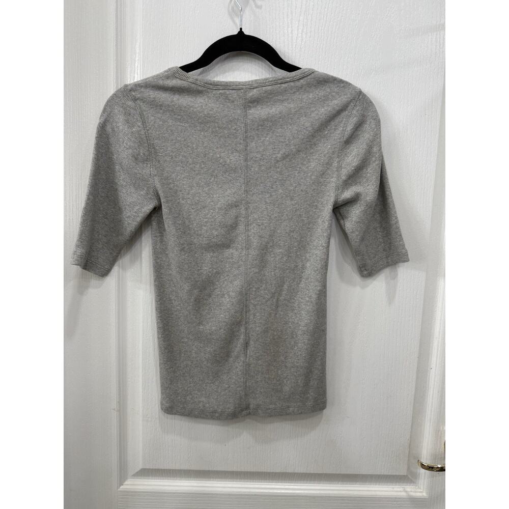 NWOT Quince Organic Cotton Micro-Rib Elbow Sleeve Tee XS Heather Grey Minimalist - Picture 5 of 8